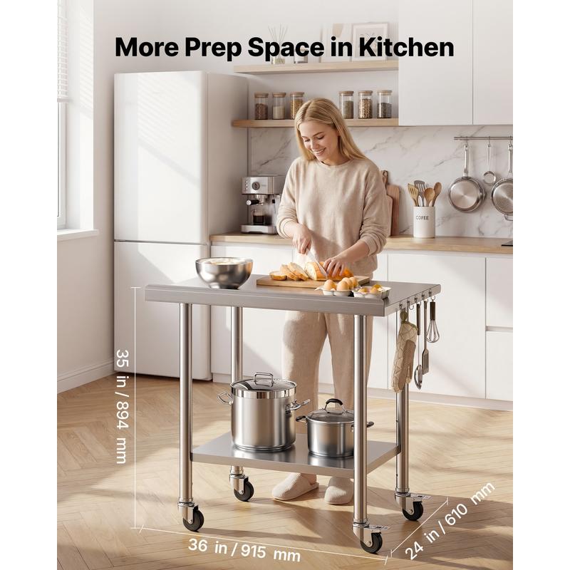 Commercial Kitchen Tables - Stainless Steel Work Table, 24x36 inch