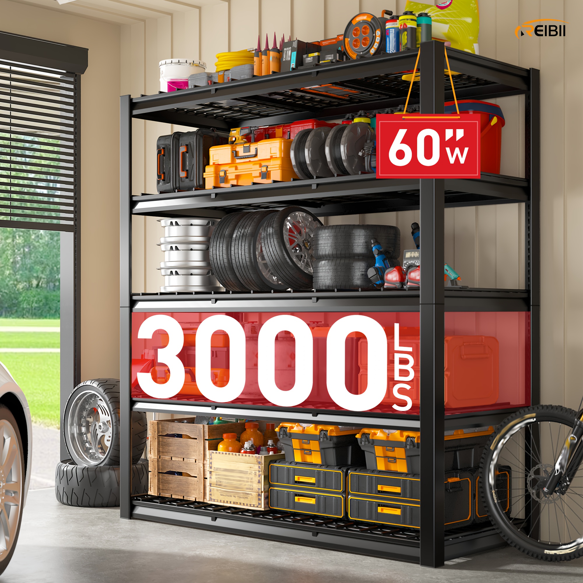 Commercial Kitchen Youtube - 3000LBS Heavy-Duty Adjustable 5-Tier Metal Shelving