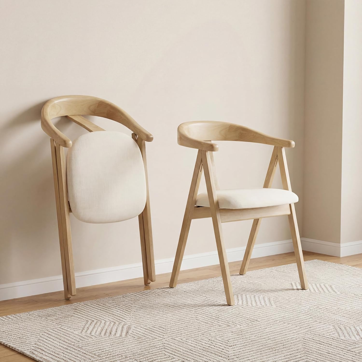 Commercial Kitchen Small Space - Wooden Folding Chair Cushioned Set 2