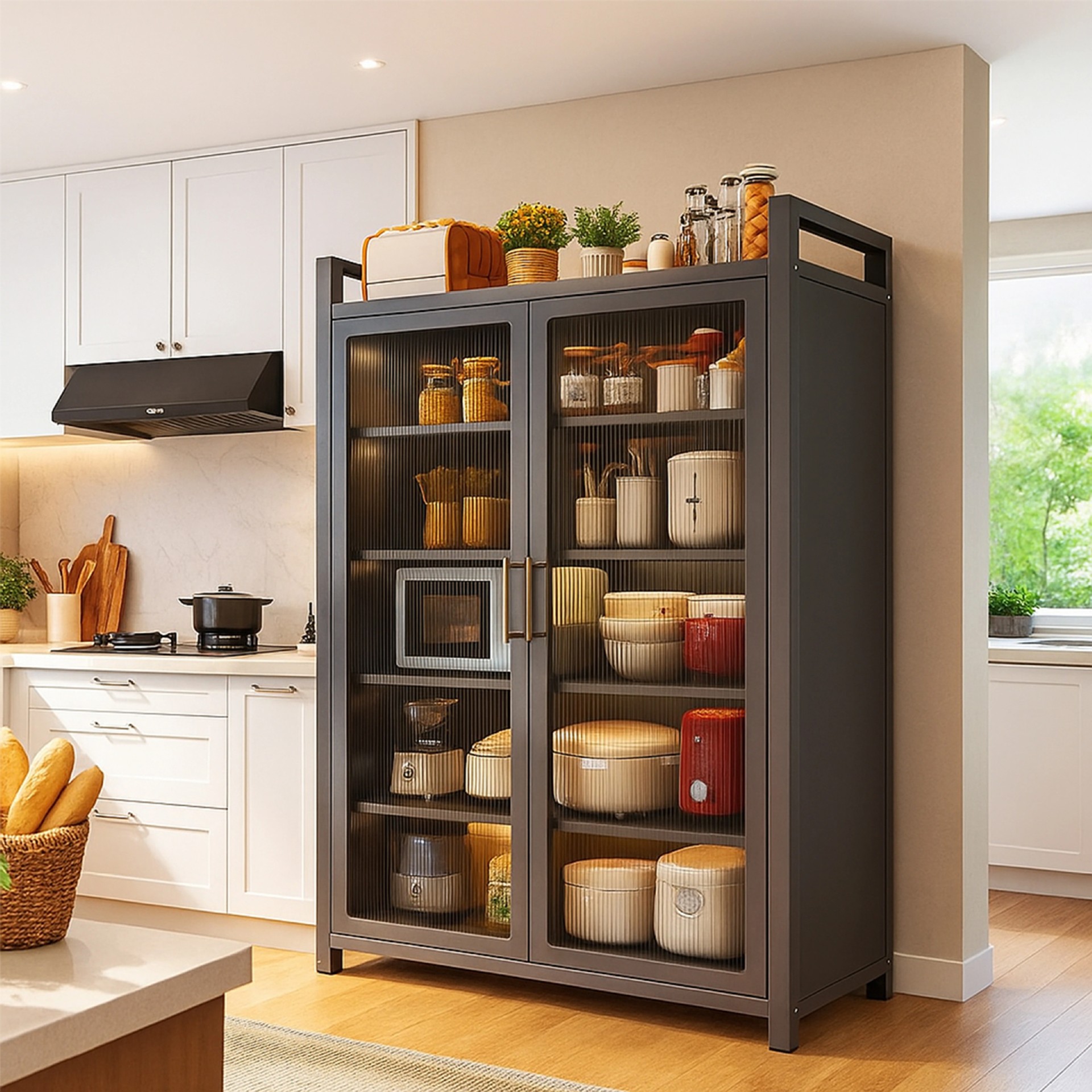 Commercial Kitchen Microwave - Kitchen multi-functional rack floor-to-ceiling multi-layer integrated