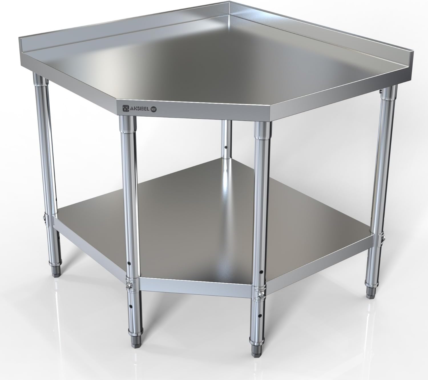 Commercial Kitchen Tables - Stainless Steel Corner Work Table Food