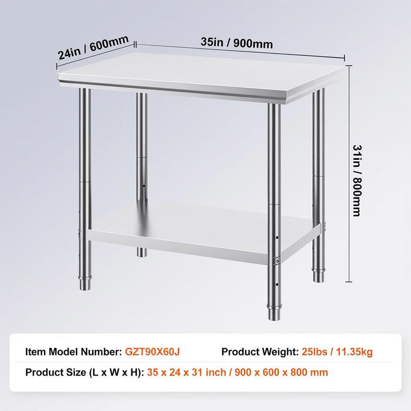 Metal Workstation 900x600x800  - Commercial Kitchen Tables บทวิจารณ์และราคา