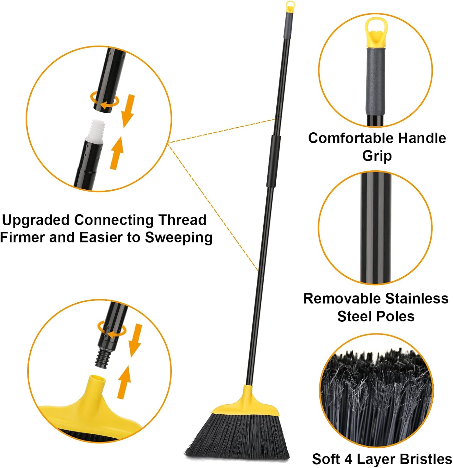 3 Pack Heavy Duty Outdoor Broo - Commercial Kitchen Broom บทวิจารณ์และราคา