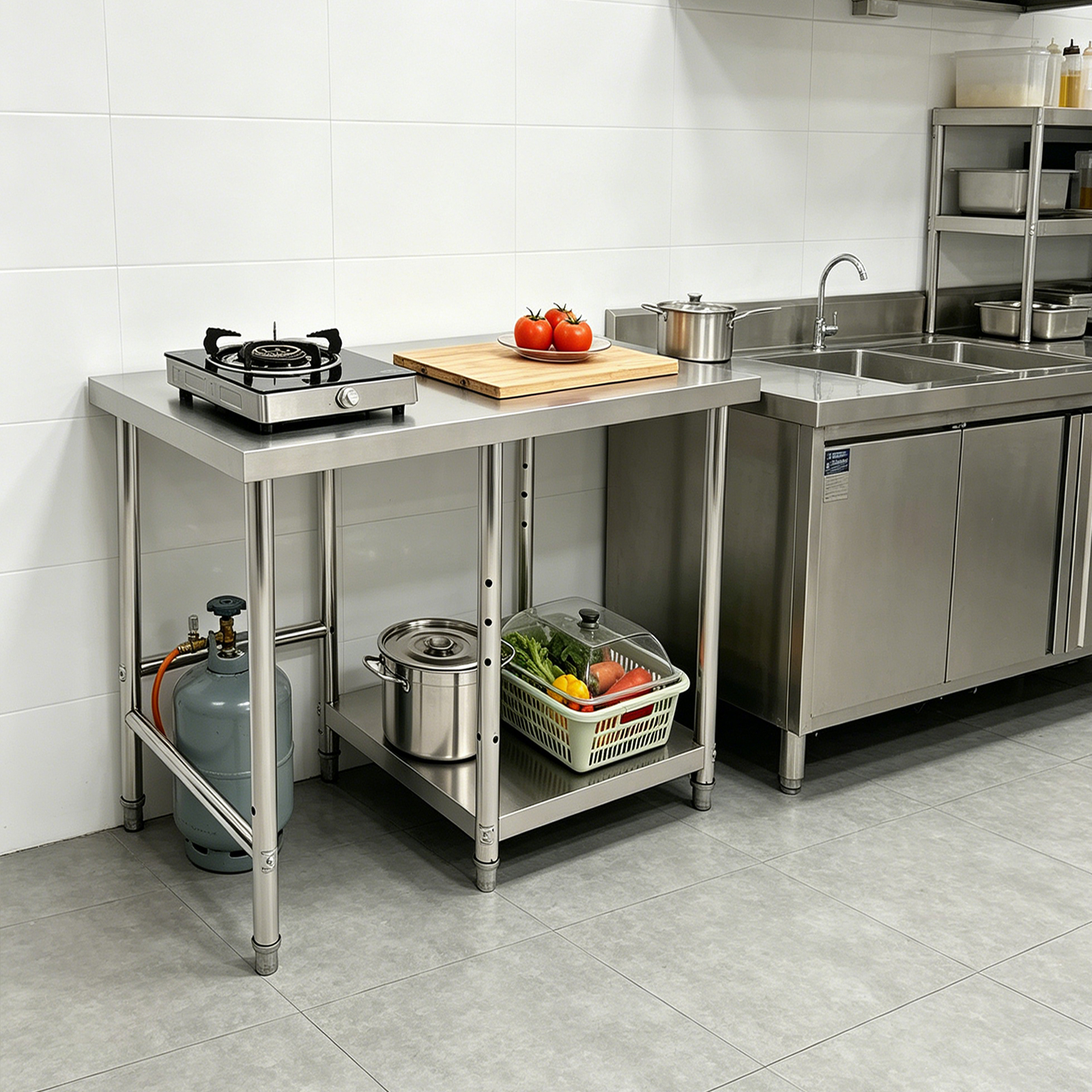 2 Tiers Stainless Steel Silver - Commercial Kitchen Tables บทวิจารณ์และราคา