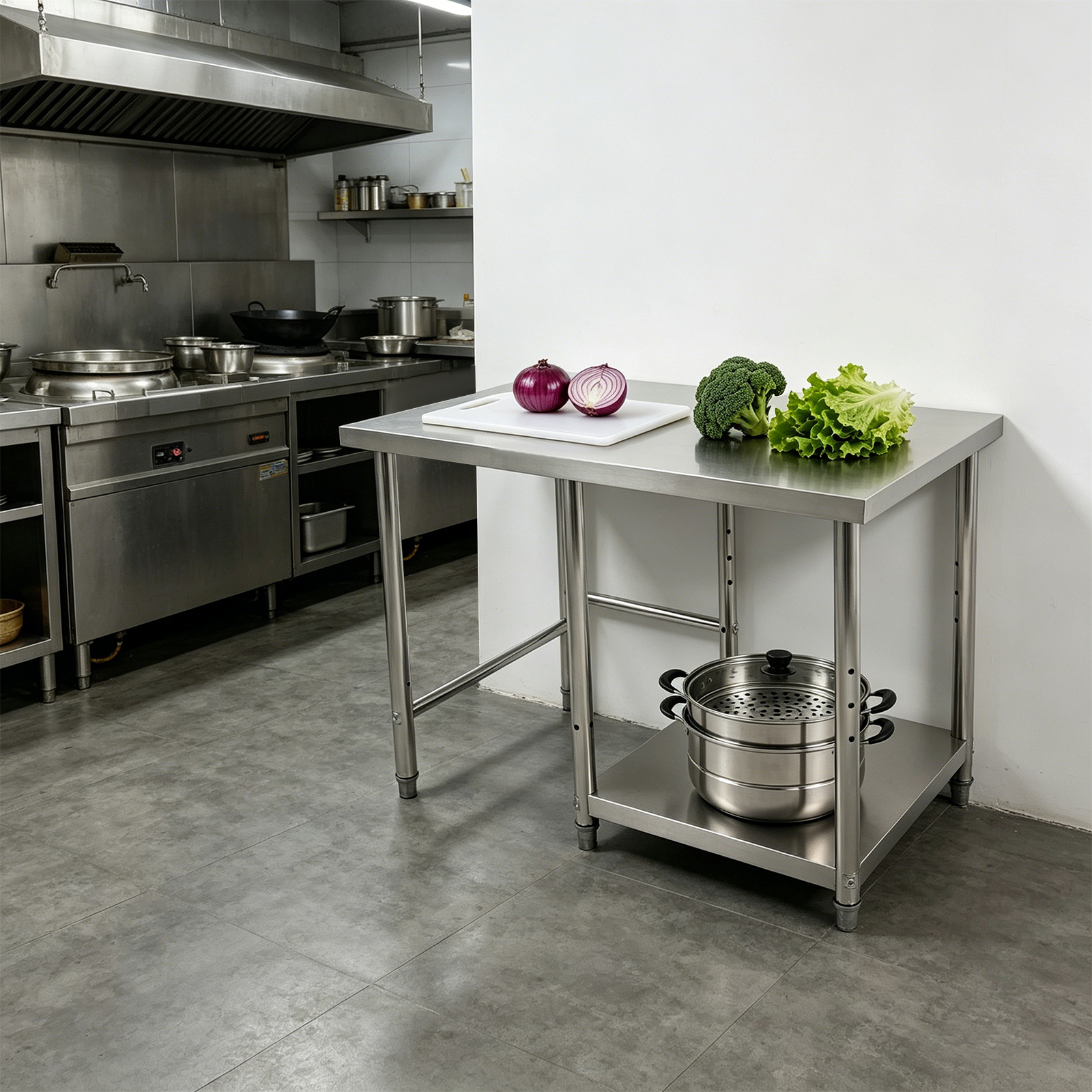 2 Tiers Stainless Steel Silver - Commercial Kitchen Tables บทวิจารณ์และราคา