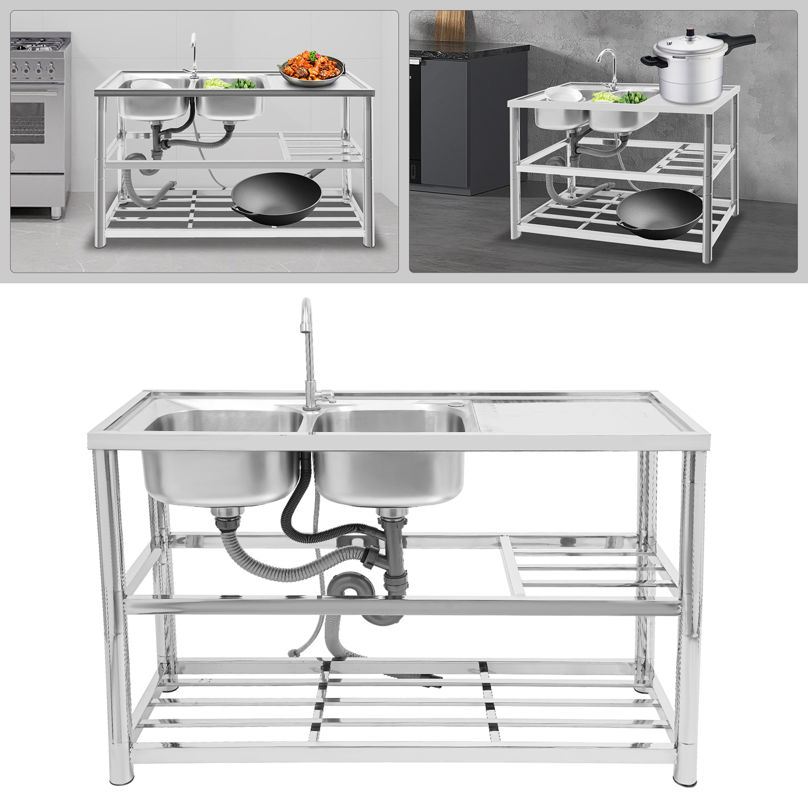 Freestanding Stainless-Steel 2 - Commercial Kitchen Kitchen บทวิจารณ์และราคา