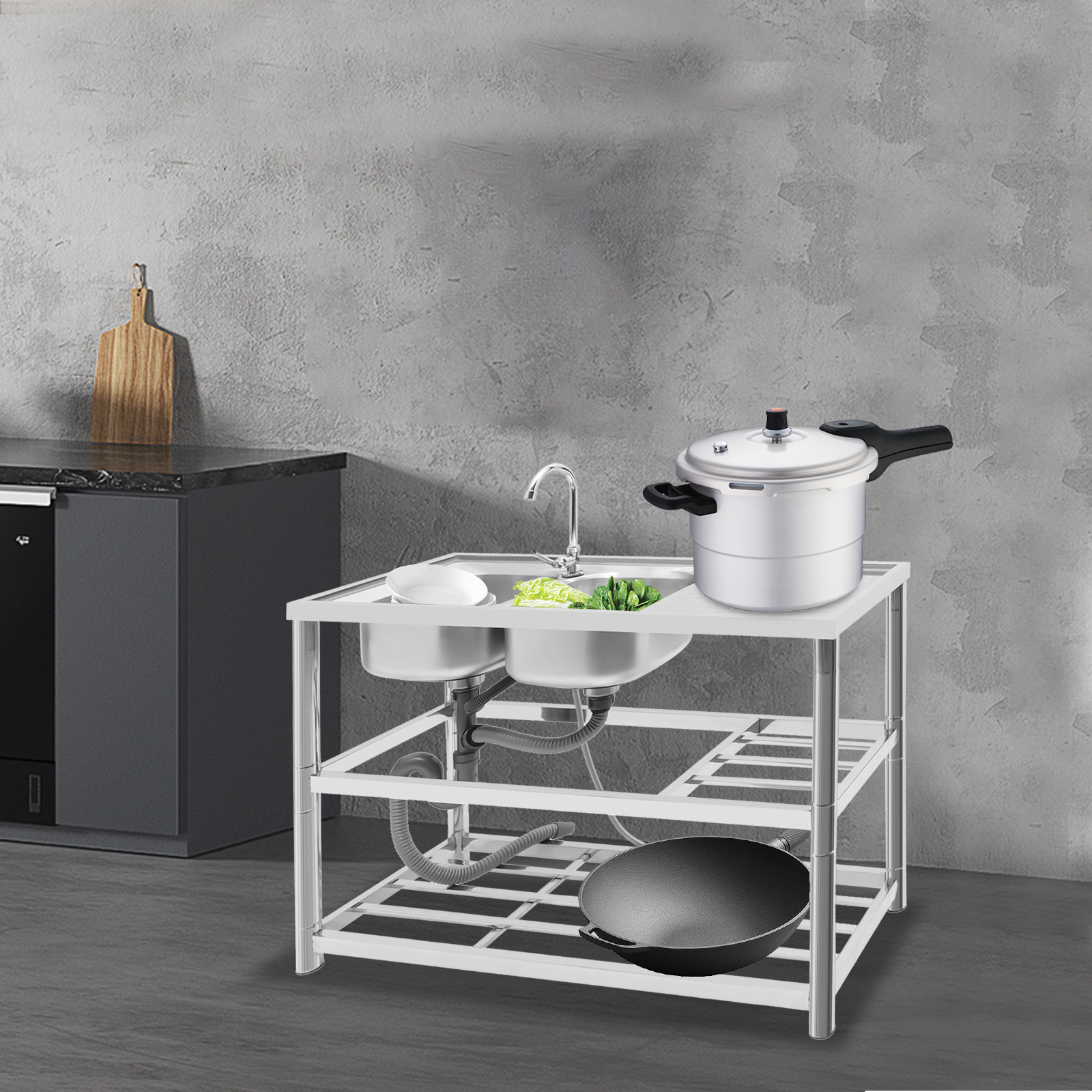 Freestanding Stainless-Steel 2 - Commercial Kitchen Kitchen บทวิจารณ์และราคา