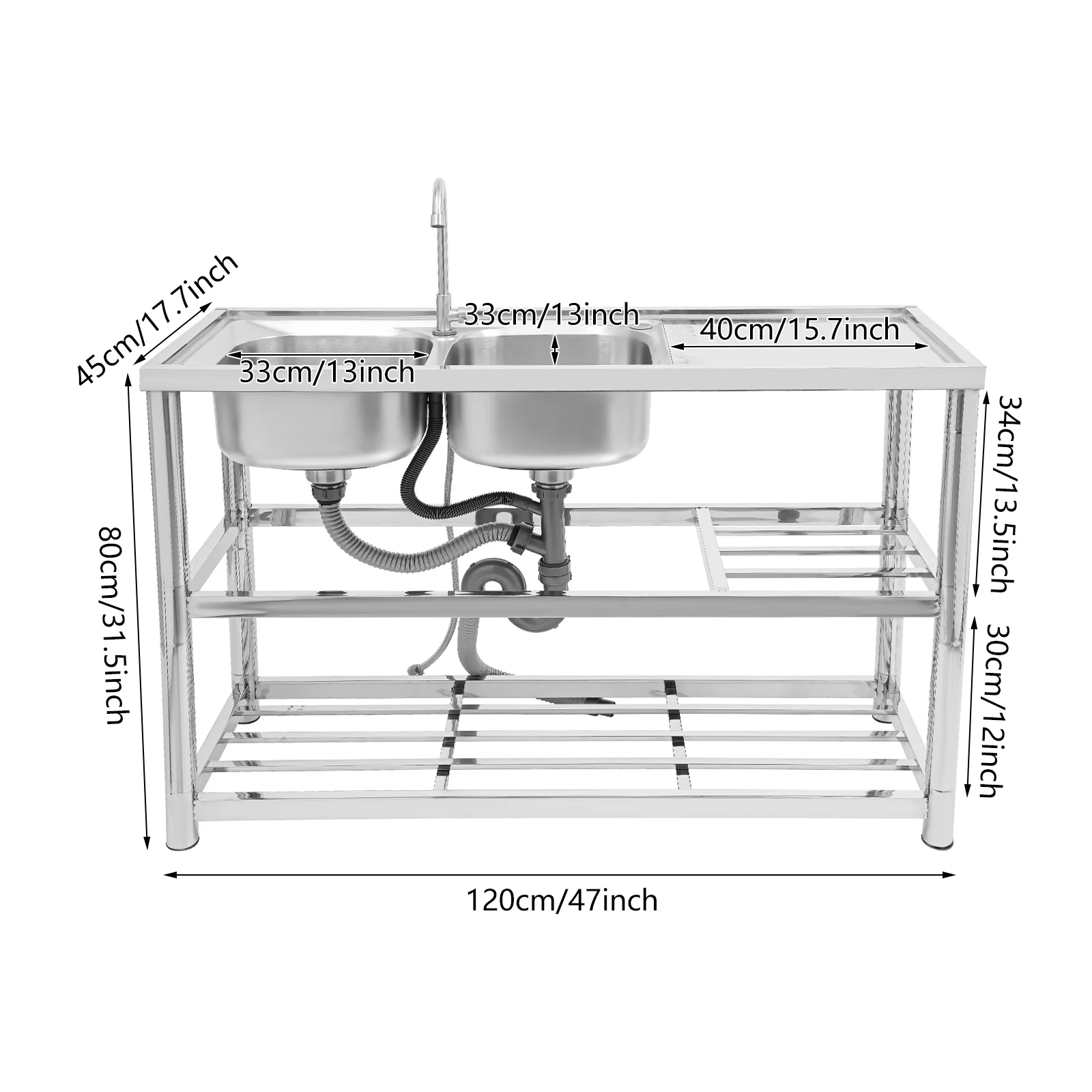Freestanding Stainless-Steel 2 - Commercial Kitchen Kitchen บทวิจารณ์และราคา