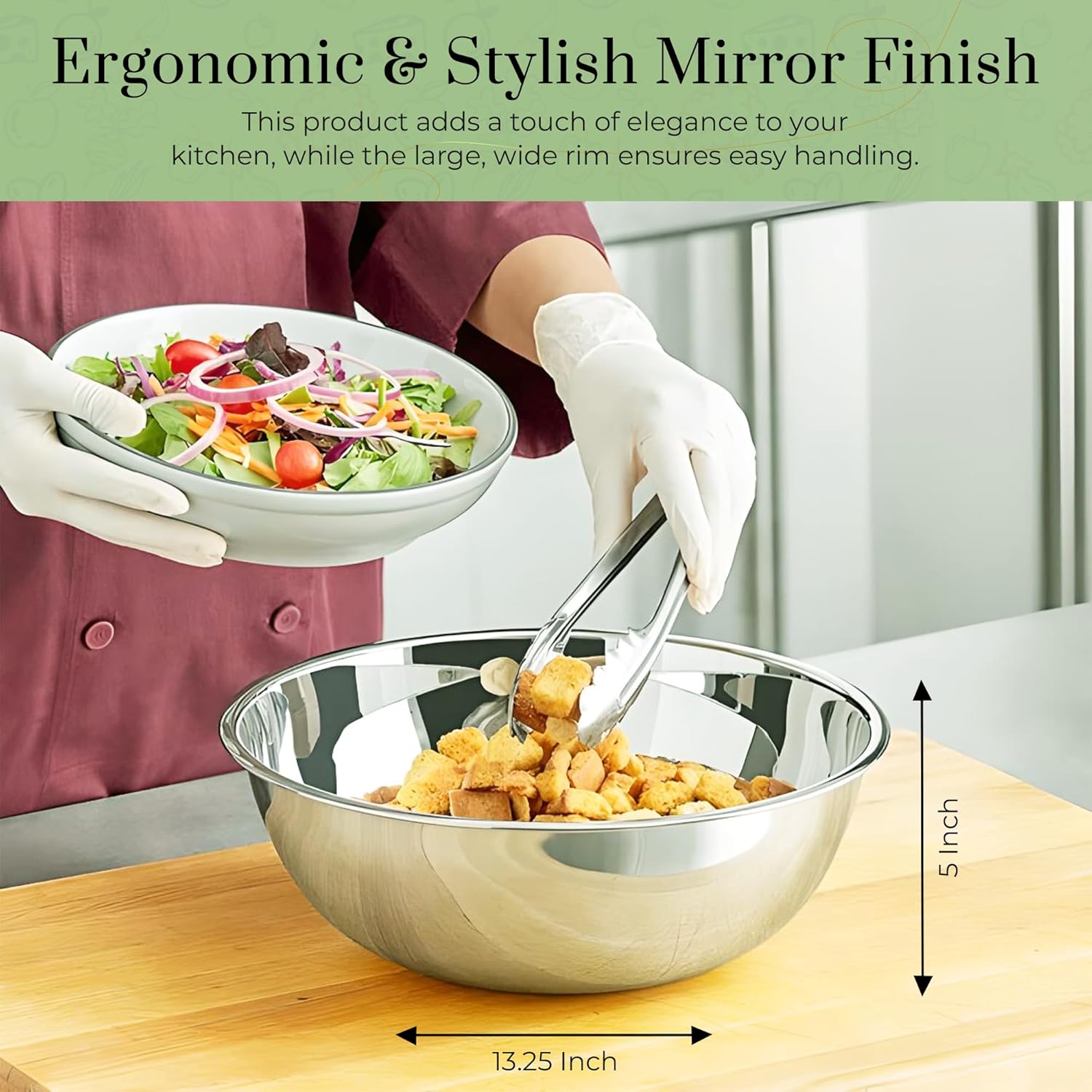 Stainless Steel Mixing Bowls 8 - Commercial Kitchen Set บทวิจารณ์และราคา