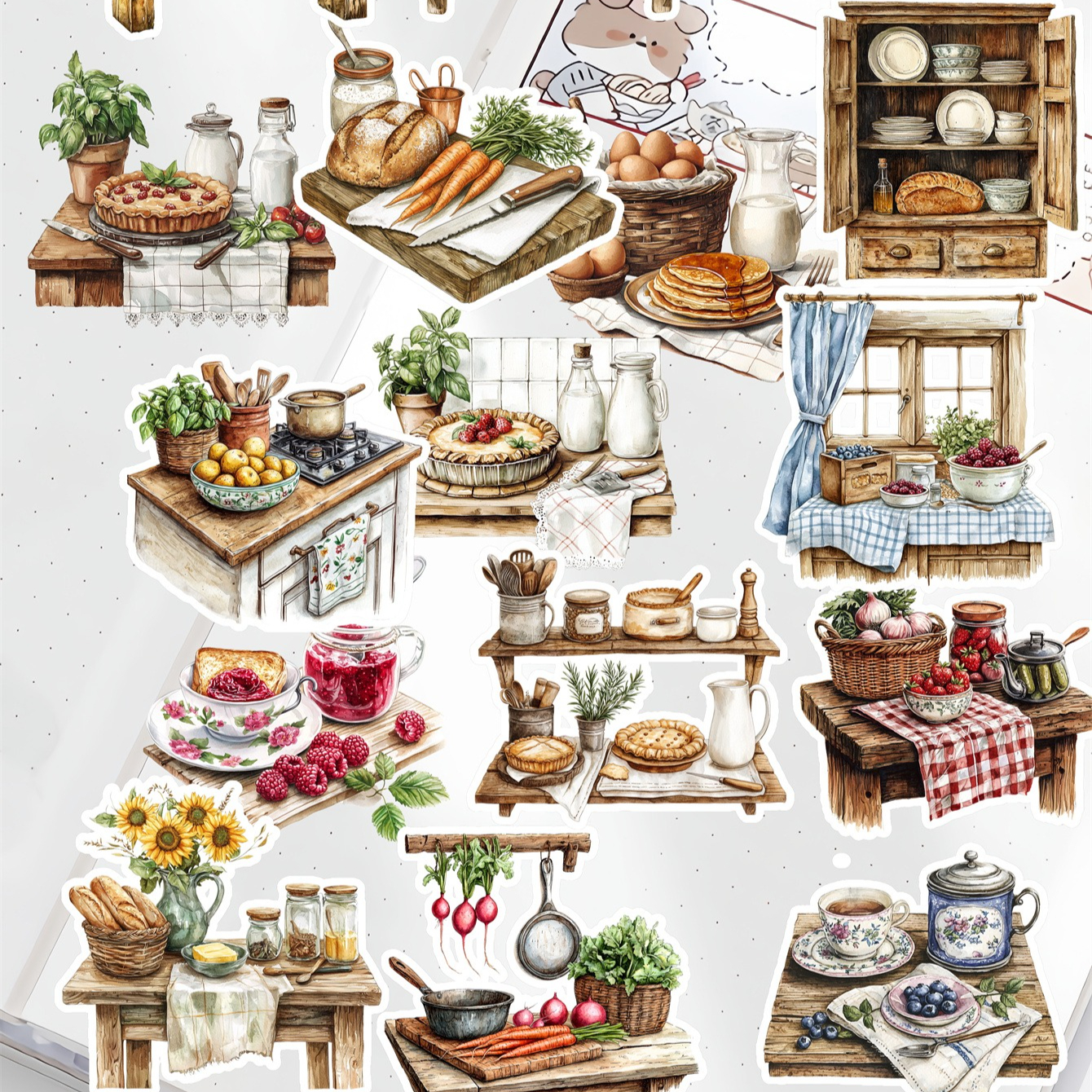 20pcs Watercolor Village Kitch - Commercial Kitchen Fridge บทวิจารณ์และราคา