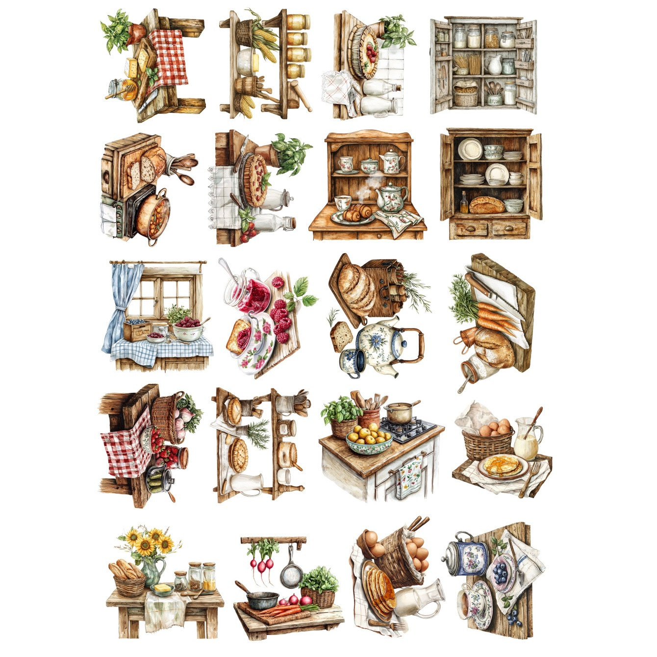 20pcs Watercolor Village Kitch - Commercial Kitchen Fridge บทวิจารณ์และราคา