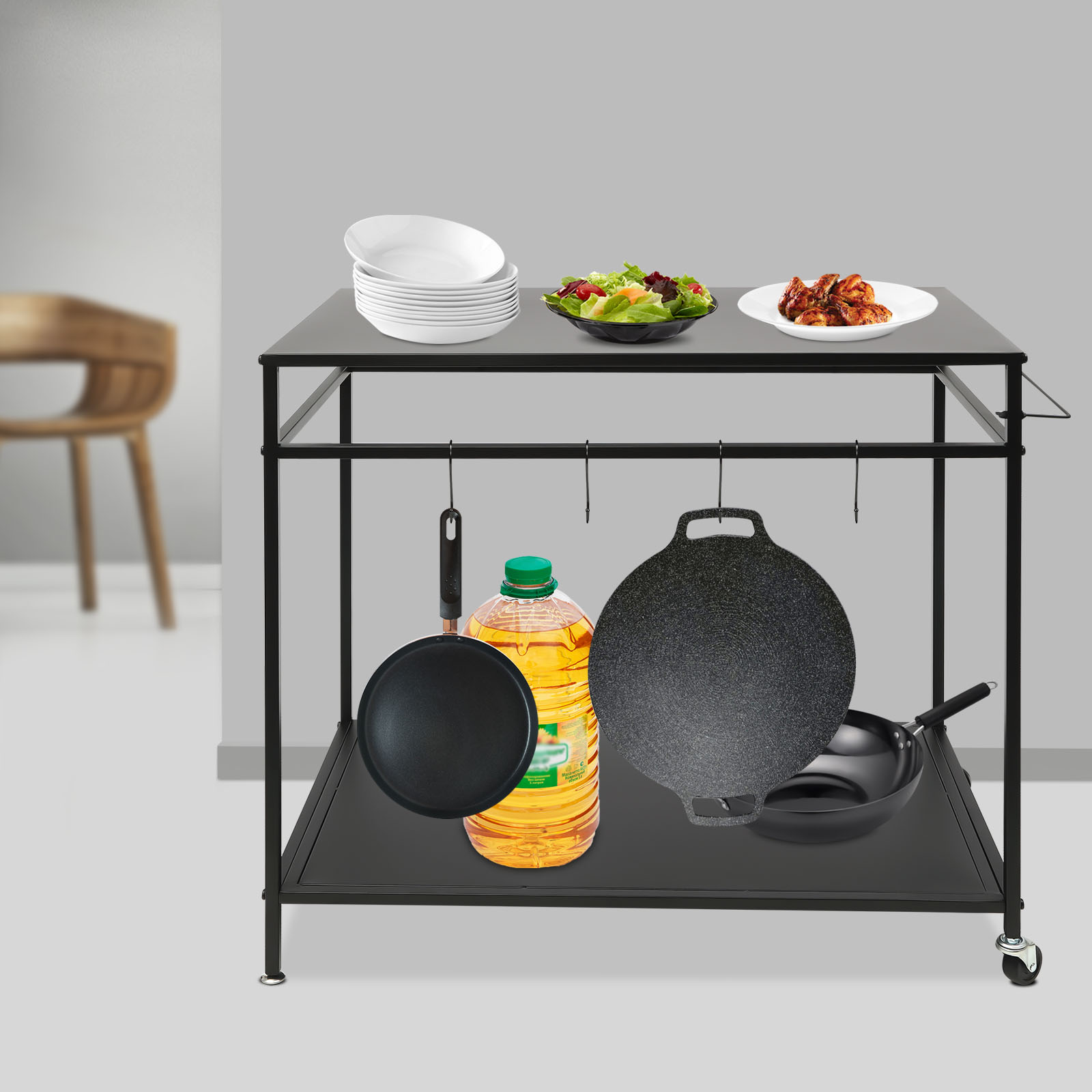 Double-Shelf Movable Cooking T - Commercial Kitchen Tables บทวิจารณ์และราคา