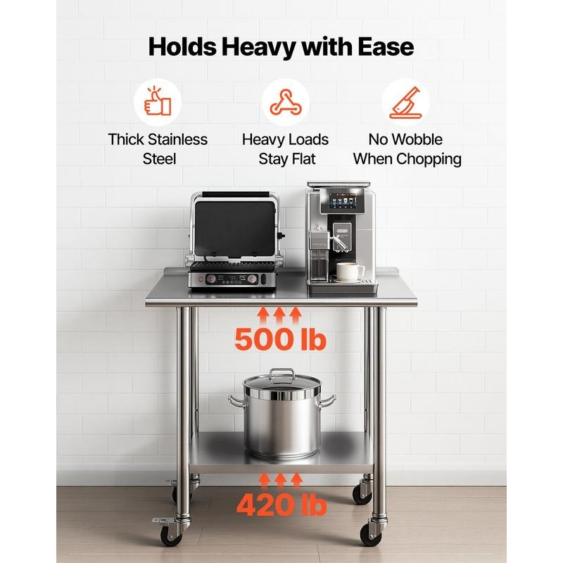 Stainless Steel Work Table, 24 - Commercial Kitchen Tables บทวิจารณ์และราคา