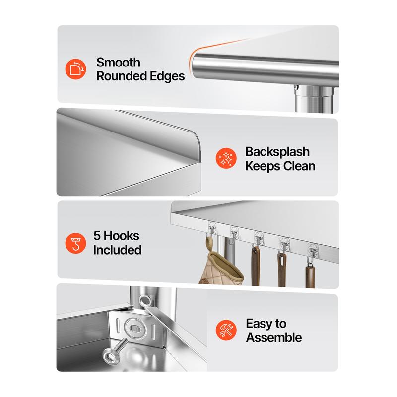 Stainless Steel Work Table, 24 - Commercial Kitchen Tables บทวิจารณ์และราคา