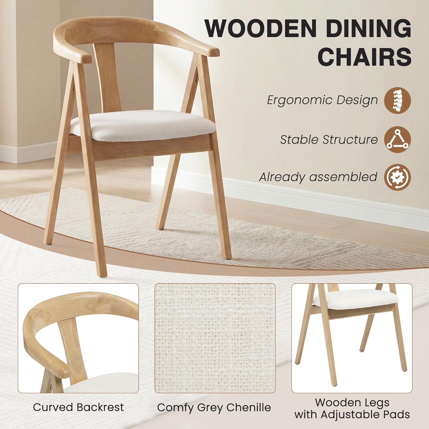 Wooden Folding Chair Cushioned - Commercial Kitchen Small Space บทวิจารณ์และราคา