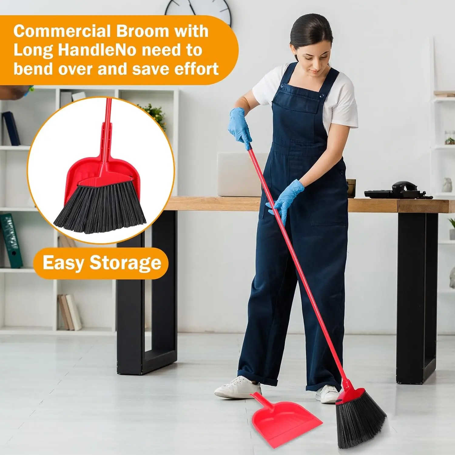 Red 6 Piece Broom Dustpan Set  - Commercial Kitchen Broom บทวิจารณ์และราคา