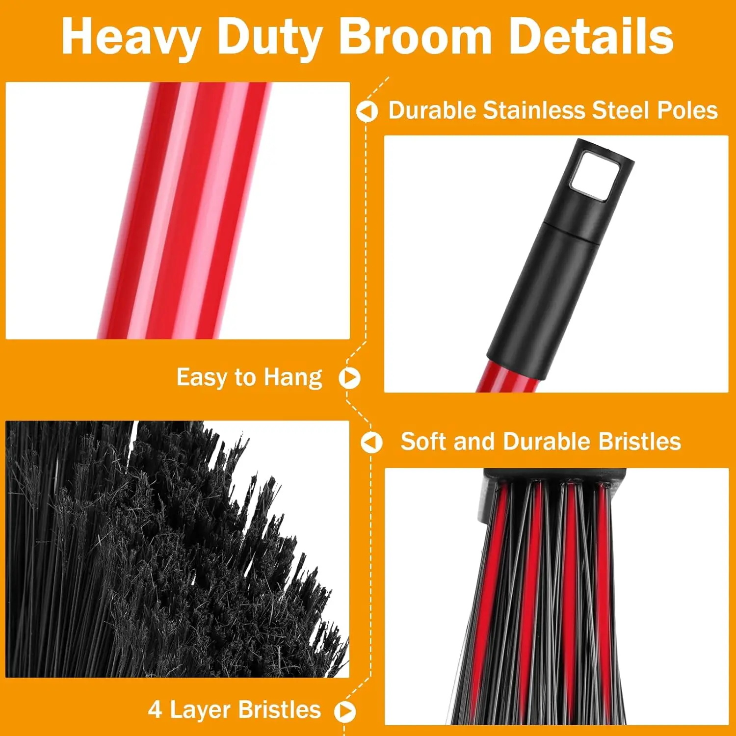 Red 6 Piece Broom Dustpan Set  - Commercial Kitchen Broom บทวิจารณ์และราคา