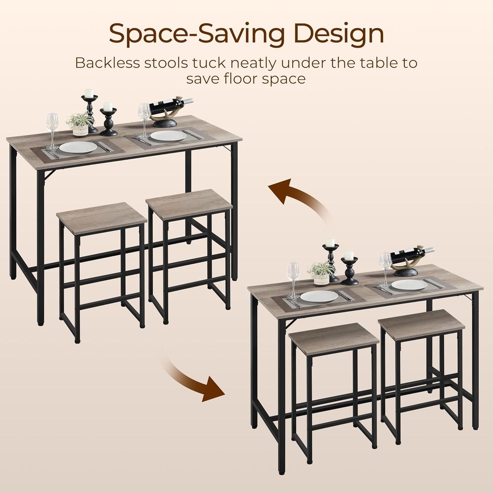 3 Piece Dining Table Set, 47.5 - Commercial Kitchen Small Space บทวิจารณ์และราคา