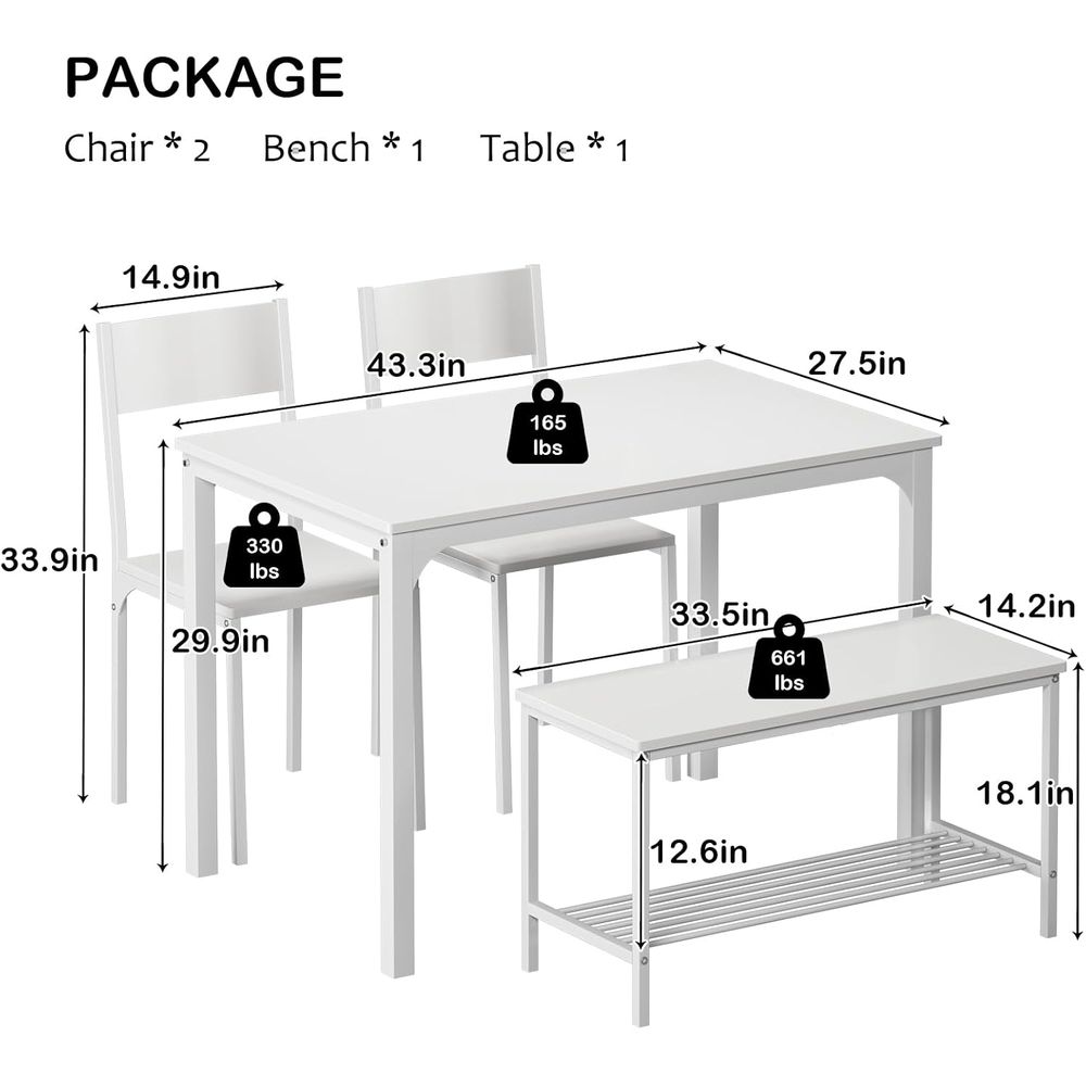 4 Pieces Dining Table Set, 43. - Commercial Kitchen Set บทวิจารณ์และราคา