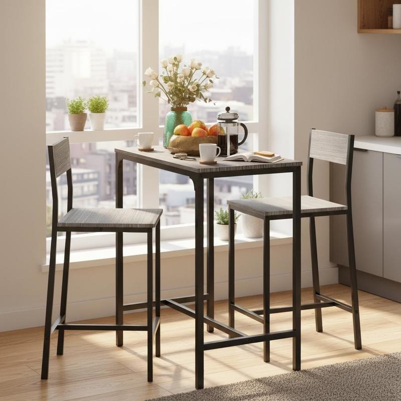 3 Piece Bar Table and Chairs,  - Commercial Kitchen Small Space บทวิจารณ์และราคา