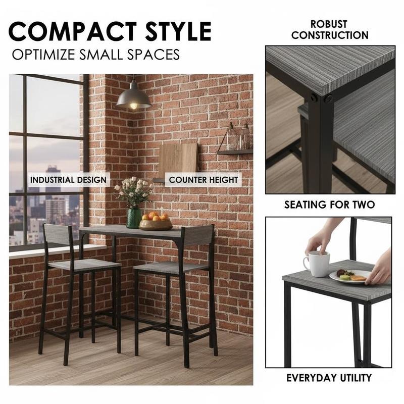 3 Piece Bar Table and Chairs,  - Commercial Kitchen Small Space บทวิจารณ์และราคา