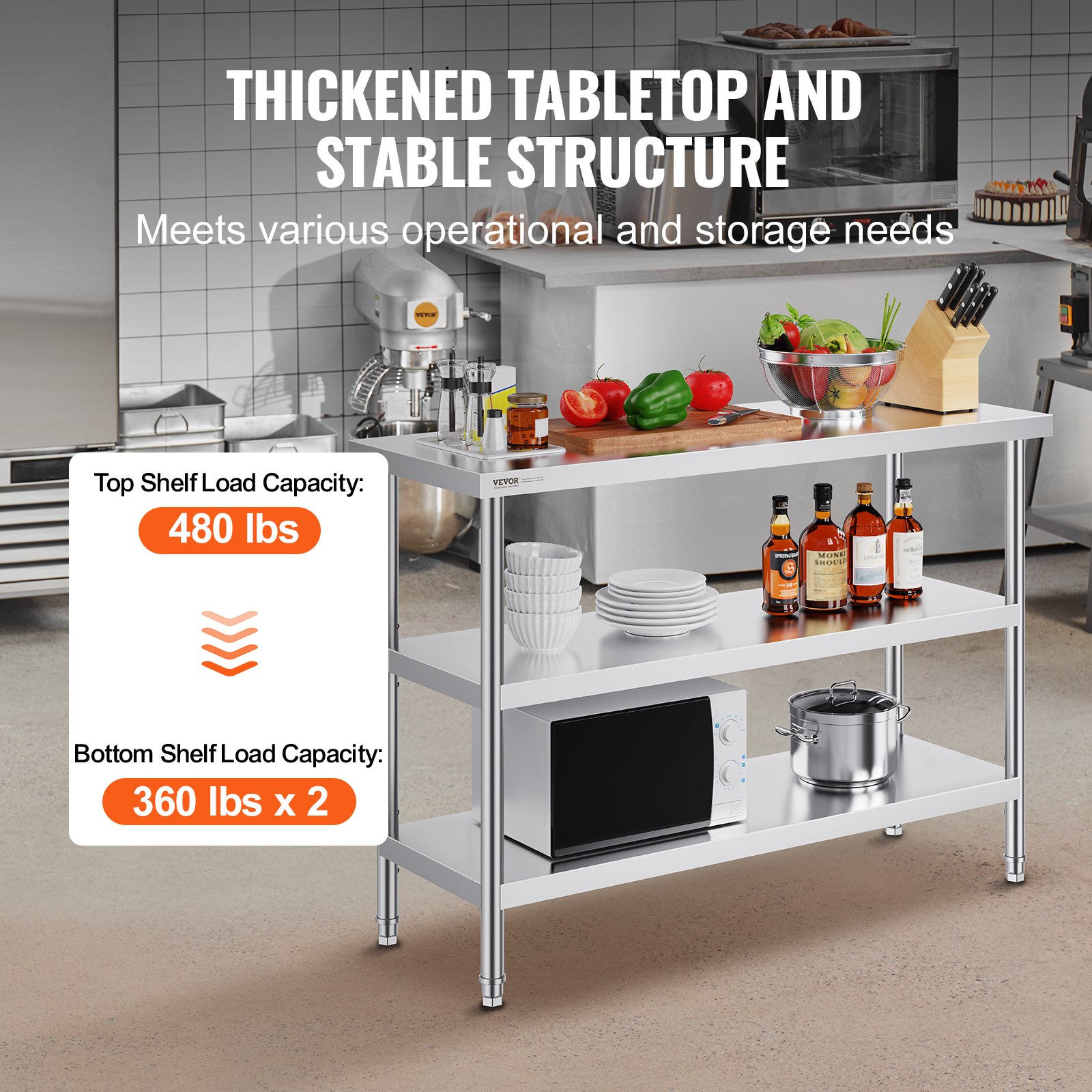 Stainless Steel Food Prep Tabl - Commercial Kitchen Tables บทวิจารณ์และราคา