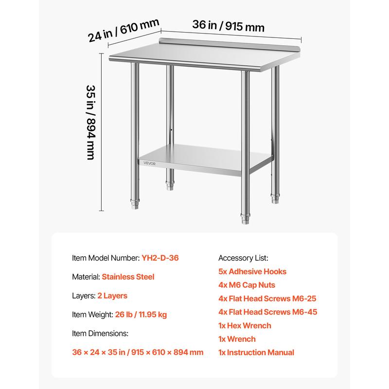 Stainless Steel Work Table, 24 - Commercial Kitchen Tables บทวิจารณ์และราคา
