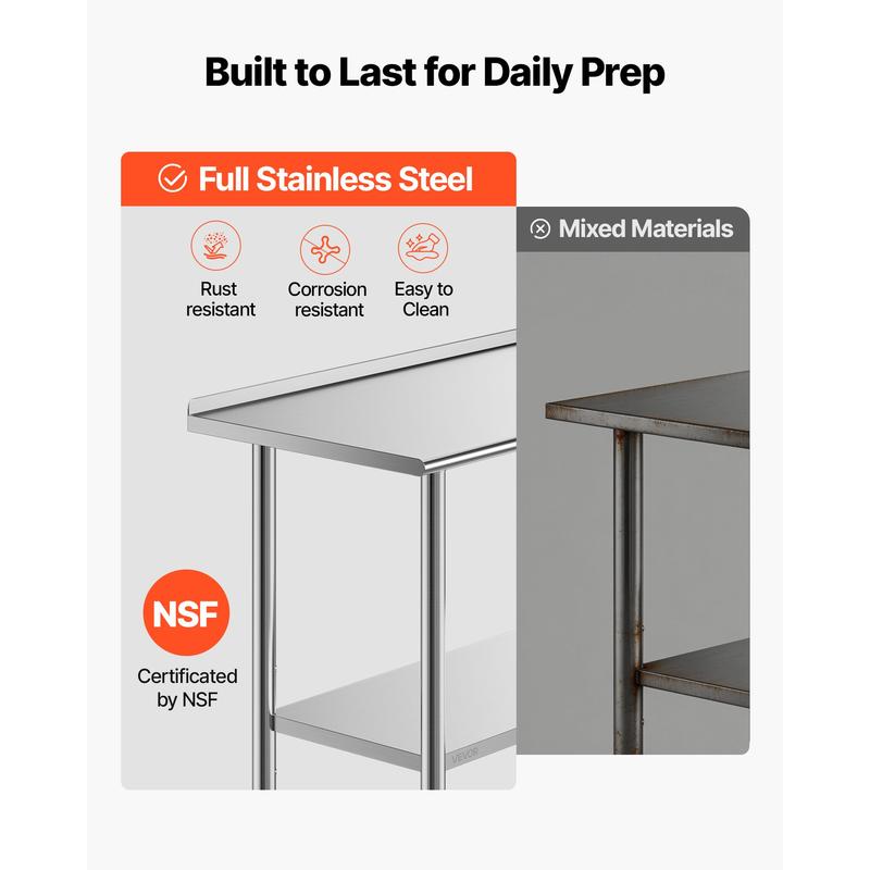 Stainless Steel Work Table, 24 - Commercial Kitchen Tables บทวิจารณ์และราคา