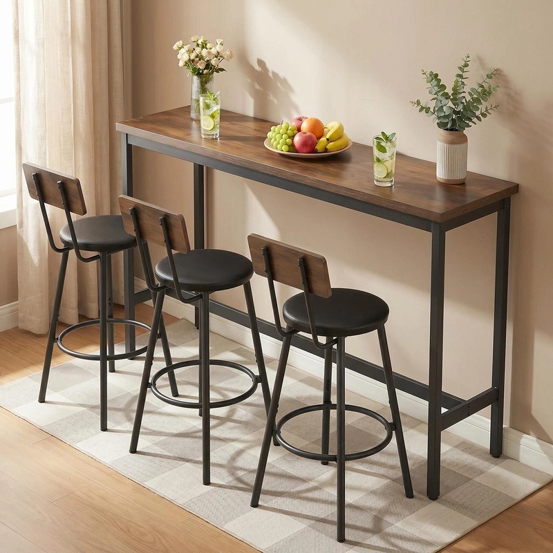 Industrial Bar Table Set for 3 - Commercial Kitchen Small Space บทวิจารณ์และราคา