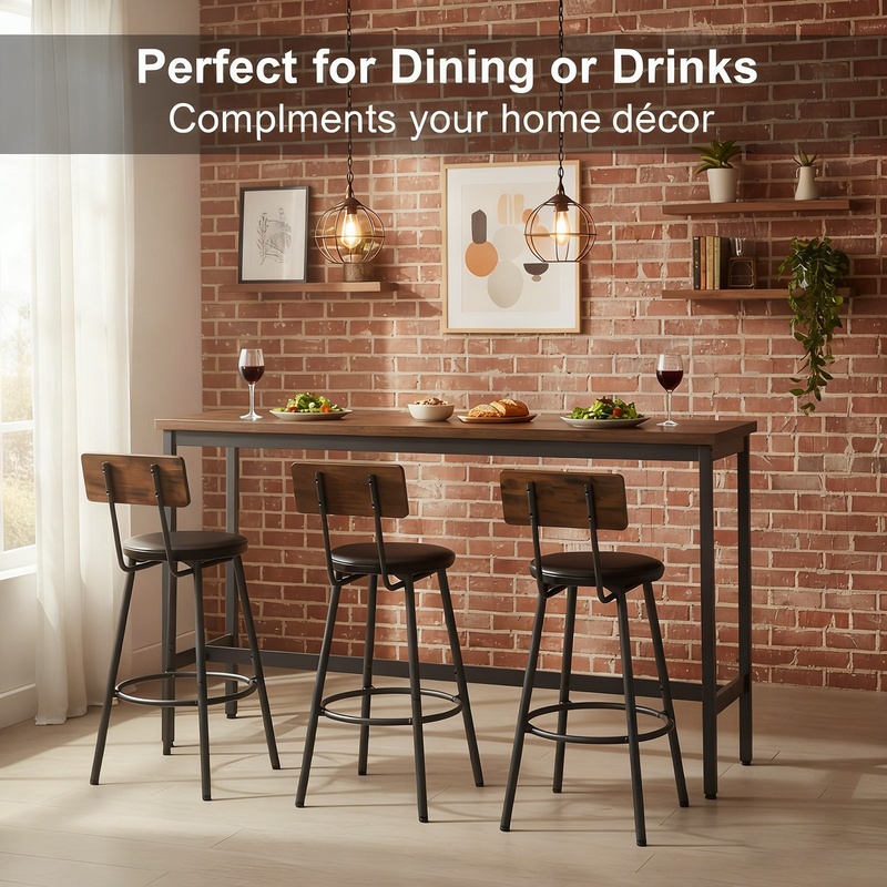 Industrial Bar Table Set for 3 - Commercial Kitchen Small Space บทวิจารณ์และราคา