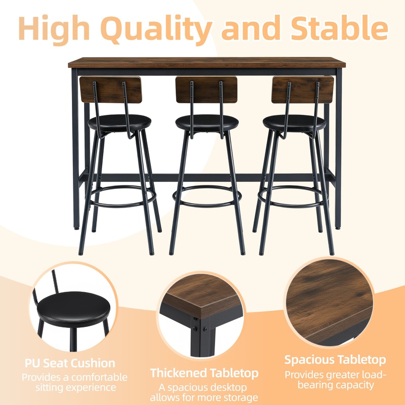Industrial Bar Table Set for 3 - Commercial Kitchen Small Space บทวิจารณ์และราคา