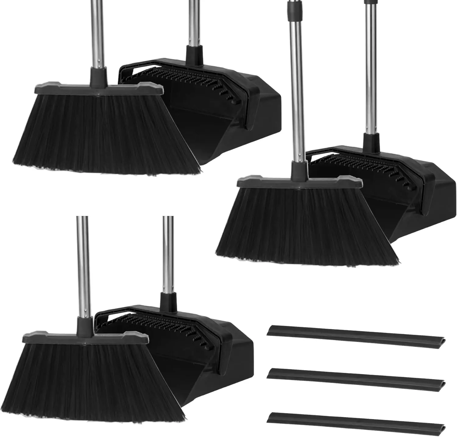3 Pack Upright Broom And Dustp - Commercial Kitchen Broom บทวิจารณ์และราคา