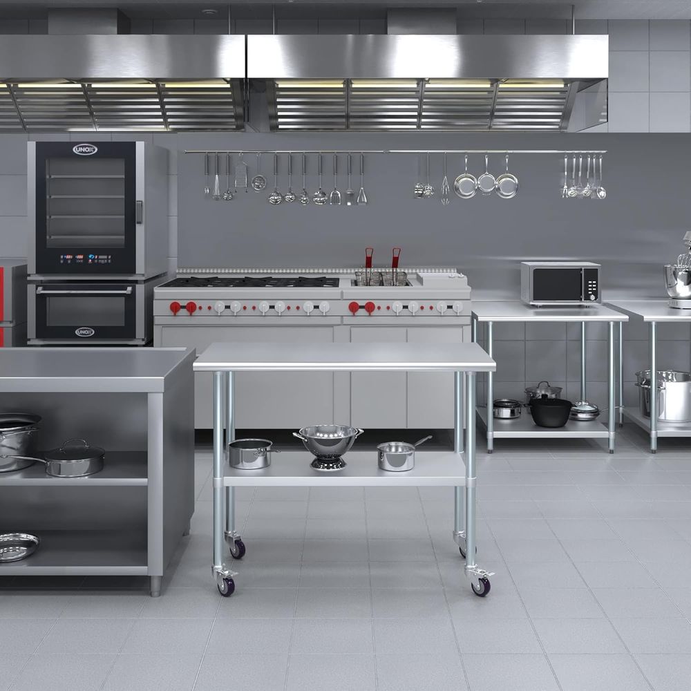 Stainless Steel Rolling Table  - Commercial Kitchen Tables บทวิจารณ์และราคา