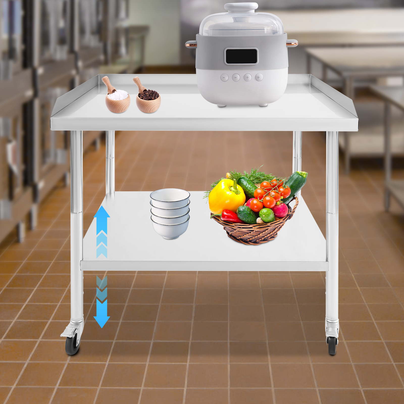 2-Tier Work Table 91*76*76cm S - Commercial Kitchen Tables บทวิจารณ์และราคา