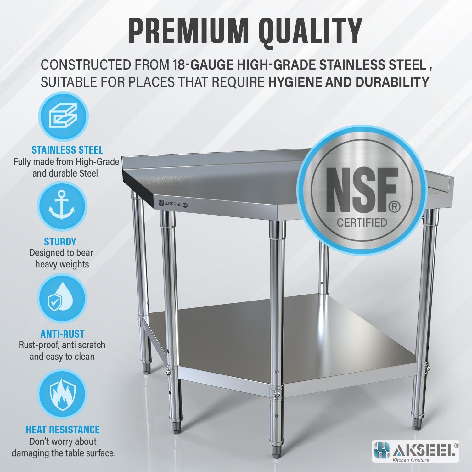 Stainless Steel Corner Work Ta - Commercial Kitchen Tables บทวิจารณ์และราคา