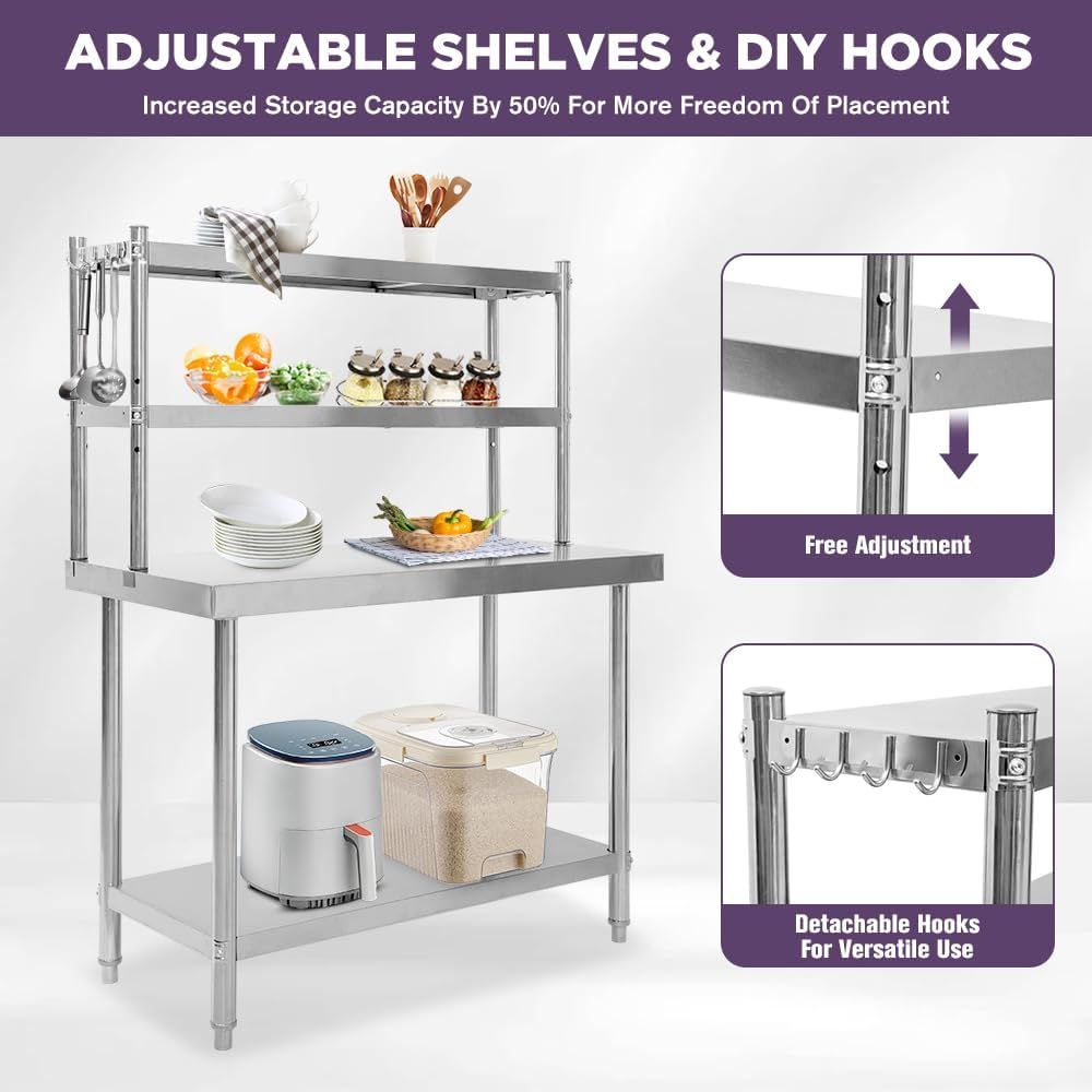 48x24 Stainless Steel Kitchen  - Commercial Kitchen Tables บทวิจารณ์และราคา