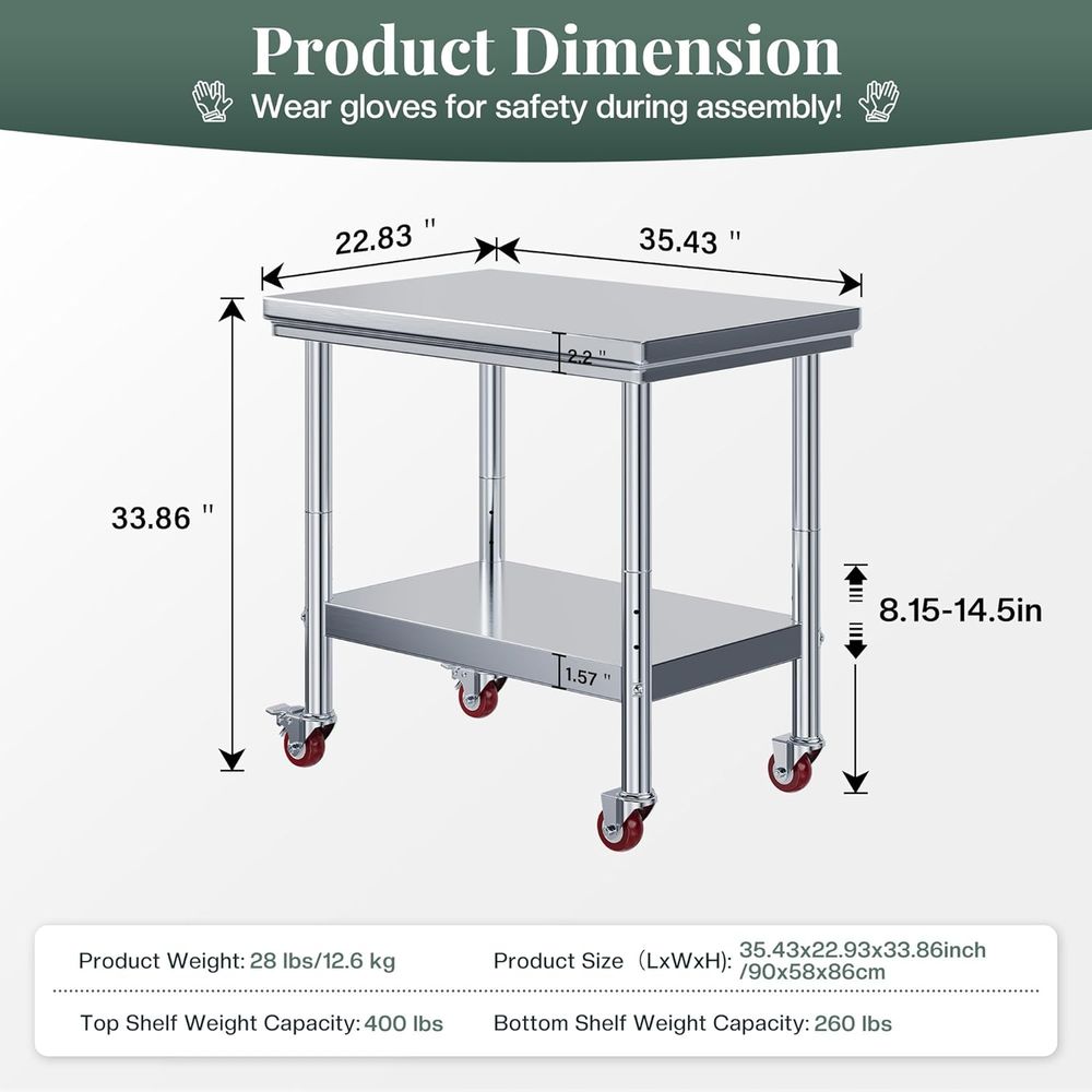 24 x 36 Commercial Stainless S - Commercial Kitchen Tables บทวิจารณ์และราคา