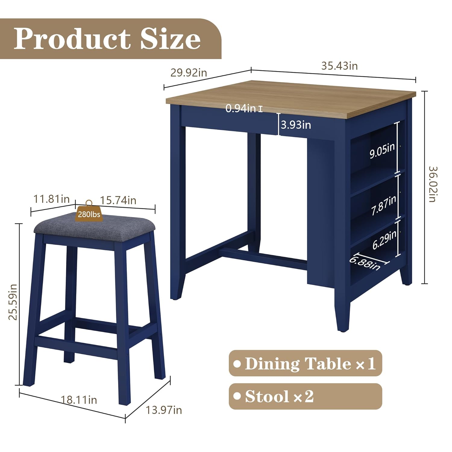 3pc Dining Table Set for 2 Woo - Commercial Kitchen Small Space บทวิจารณ์และราคา
